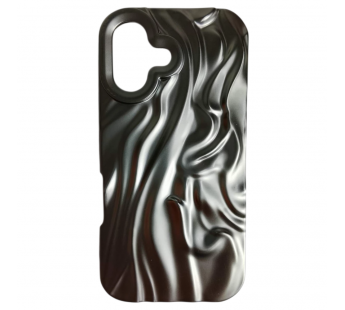 Чехол силиконовый iPhone 16 ВОЛНА 3D серебристый#2145825