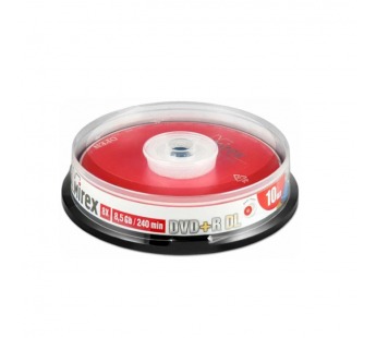 Диск MIREX DVD+R 8Х 8,5ГБ двухслойный для печати (полная заливка) Кейк бокс 10 (10/300)#2145647