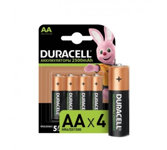Аккумулятор предзаряженный RTU Duracell HR6 AA BL4 NI-MH 2400/2500mAh (4/40/15000)#2146558