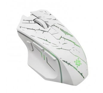Беспроводная игровая мышь DEFENDER Uran GM-503 8 кнопок, RGB подсветка, подключение 2.4G, аккум. 400мАч, сенсор 3200dpi, белый (1/60)#2146830
