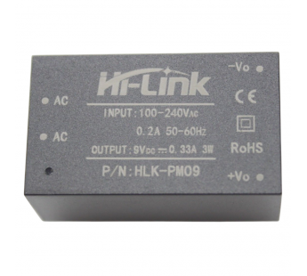 Модули питания Hi-Link HLK-PM09 Модуль питания AC-DC Uвх=100-240ВUвых=9В Pвых=3Вт#2147249