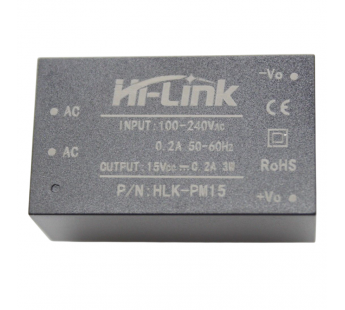 Модули питания Hi-Link HLK-PM15 Модуль питания AC-DC Uвх=100-240ВUвых=15В Pвых=3Вт#2147247