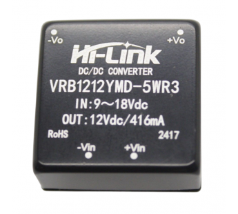 Модули питания Hi-Link VRB1212YMD-5WR3 Модуль DC-DCпреобразователь с гальванической развязкой Uвх=9-18В Uвых=12ВPвых=5Вт#2147243
