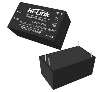Модули питания NONAME HLK-5M09 Модуль питания AC-DCUвх=100-240В Uвых=9В Pвых=5Вт#2151901