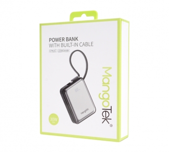 Внешний аккумулятор MangoTek CP02C (10000mAh) (30W) (Встроенный кабель USB-C) (Black)#2152585