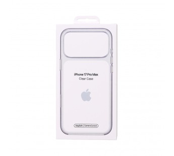 Чехол пластиковый Clear Case MagSafe iPhone 17 Pro Max (Orig) (С анимацией) (С кнопкой) (Прозрачный)#2154415