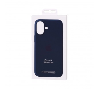 Чехол Силиконовый Magsafe iPhone 17 (С анимацией) (С кнопкой) (Темно-синий)#2154398