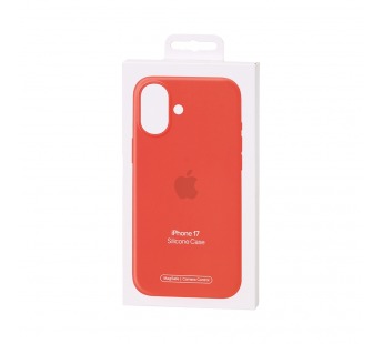 Чехол Силиконовый Magsafe iPhone 17 (С анимацией) (С кнопкой) (Оранжевый)#2154396