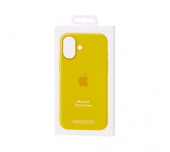 Чехол Силиконовый Magsafe iPhone 17 (С анимацией) (С кнопкой) (Желтый Неон)#2154439