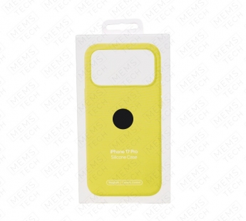 Чехол Силиконовый Magsafe iPhone 17 Pro (С анимацией) (С кнопкой) (Желтый Неон)#2181239