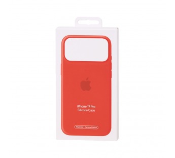 Чехол Силиконовый Magsafe iPhone 17 Pro (С анимацией) (С кнопкой) (Оранжевый)#2154448