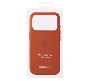 Чехол Силиконовый Magsafe iPhone 17 Pro Max (С анимацией) (С кнопкой) (Темно-оранжевый)#2150761