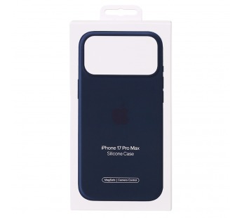 Чехол Силиконовый Magsafe iPhone 17 Pro Max (С анимацией) (С кнопкой) (Темно-синий)#2150817