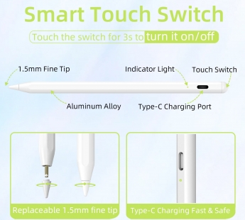 Стилус MangoTek Elite Stylus Pen P5 (для iPad) (USB-C) (White)#2149713
