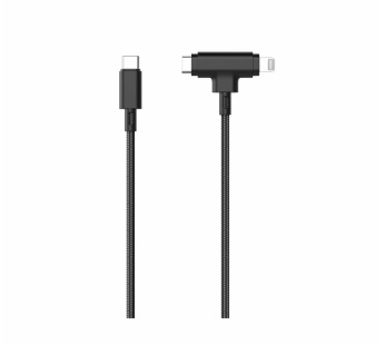 Кабель MangoTek RCA205 (Apple MFI) (2 in 1) (USB-C to USB-C / Lightning) (Нейлон) (Black)#2180167
