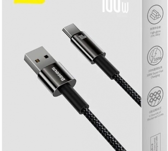 Кабель Baseus Tungsten Gold (Быстрая зарядка) (USB A / USB-C) (100W) (1m) (Черный)#2151712