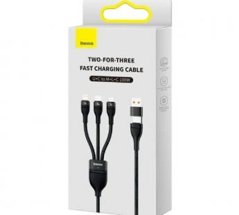 Кабель Baseus Flash Series Ⅱ (3в1)(Быстрая зарядка)(USB A-Micro/Lightning/USB-C)(100W) 1.2m(Черный)#2149791