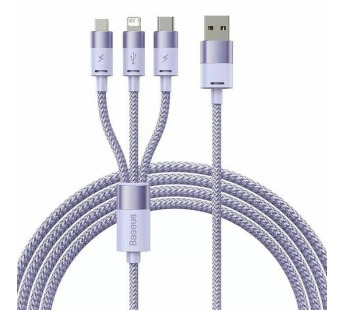 Кабель Baseus Flash Series Ⅱ (3в1)(Быстрая зарядка)(USB A-Micro/Lightning/USB-C)(100W) 1.2m(Фиолет)#2180223
