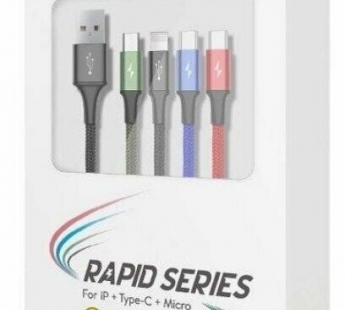 Кабель Baseus Fast (4 в 1) (Lightning+USB-C+Micro) (3.5A) (1.2m) (Черный)#2149789