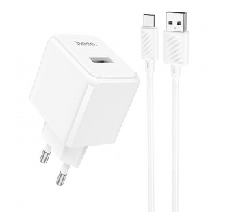 Адаптер Сетевой с кабелем Hoco CS111A USB 4,5A/22,5W (USB/Type-C) (white) (244452)#2151310