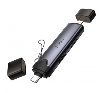 Кард-ридер Hoco HB56B Victory Type-C/iP 3-in-1 (metal grey) (243874)#2151308