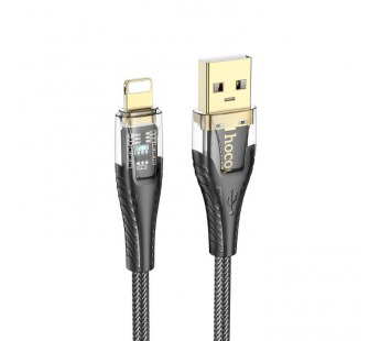 Кабель USB - Lightning HOCO U121 (2.4A/1.2m/текстиль) черный#2151331