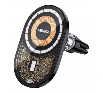 Автодержатель с беспроводной зарядкой KAKUSIGA KSC-1060 магнитный в дефлектор 15W черный#2152737