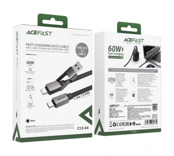 Кабель USB ACEFAST C13-04 2в1 USB-A/USB-C - Type-C черный 1м#2153135