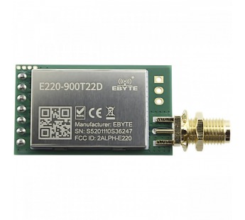 Модули беспроводные, радио EBYTE LLCC68 Модуль E220-900T22Dцифрового трансивера LoRa с UART интерфейсом F=850-930МГц U=3,3В22dBm SMA-K (160мВт)#2153224