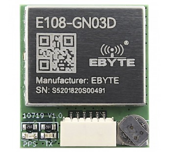 Модули беспроводные, радио EBYTE Модуль E108-GN03D (AT6558R)навигационной системы GPS/GLONASS/BDS с UART интерфейсомU=3,3-5В и керамической антенной#2153412