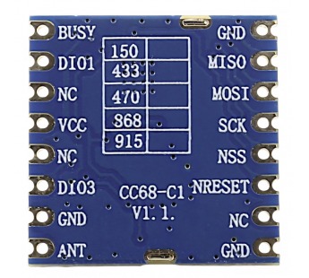 Модули беспроводные, радио G-NiceRF LLCC68 Модуль CC68-C1-433цифрового трансивера LoRa с SPI интерфейсом F=433МГц U=3,3В 22dBm(160мВт)#2153429