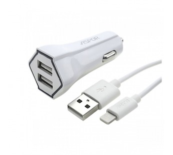 ASPOR Автомобильное зарядное устройство 2USB + USB - Lightning2400mA (A901) ASPOR#2162687