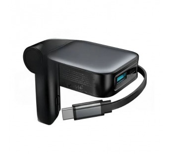 Автомобильное зарядное устройство USB/Type-C Hoco Z67 (60W, QC3.0, PD, 1Type-C, 1USB, встроенный кабель Type-C) Серый#2162683