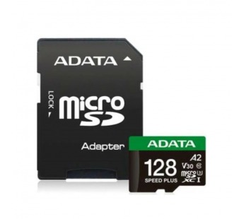 MicroSD  128GB  A-Data Class 10 Speed Plus U3 V30 A2 UHS-I (160/140 Mb/s) + SD адаптер#2154292