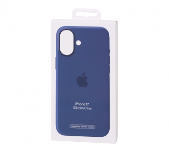 Чехол Силиконовый Magsafe iPhone 17 (С анимацией) (С кнопкой) (Синий)#2154040