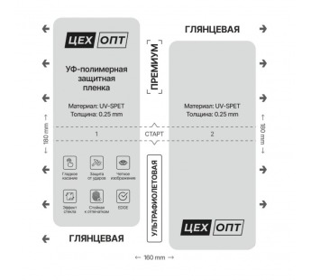 Пленка Ультрафиолетовая 2в1 UVSPET ЦехОпт (160x180) (0.25mm) (Глянцевый)#2155447