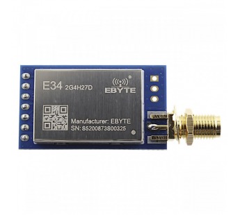 Модули беспроводные, радио EBYTE nRF24L01 Модуль E34-2G4H27Dцифрового трансивера с UART интерфейсом F=2,4-2,518ГГц U=5В 27dBmSMA-K (0,5мВт)#2154587
