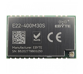 Модули беспроводные, радио EBYTE SX1268 Модуль E22-400M30Sцифрового трансивера LoRa с SPI интерфейсом F=410-493МГц U=5В30dBm IPEX-J (1Вт)#2154615