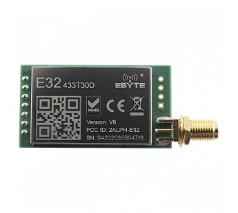 Модули беспроводные, радио EBYTE Модуль E32-433T30D цифровоготрансивера LoRa с UART интерфейсом F=410-441МГц U=5В 30dBmSMA-K (1Вт)#2154674