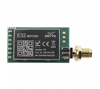 Модули беспроводные, радио EBYTE Модуль E32-900T20D цифровоготрансивера LoRa с UART интерфейсом F=862-931МГц U=5В 20dBmSMA-K (100мВт)#2154672