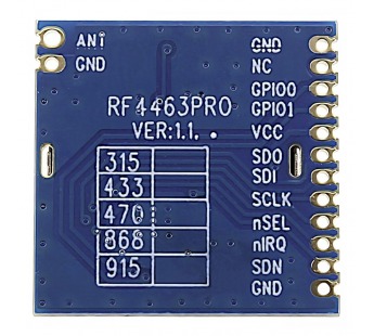 Модули беспроводные, радио G-NiceRF Si4463 Модуль RF4463PRO-868цифрового трансивера с SPI интерфейсом F=868МГц U=3,3В 20dBm(100мВт)#2154648