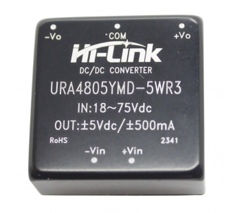 Модули питания Hi-Link URA4805YMD-5WR3 Модуль DC-DCпреобразователь с гальванической развязкой Uвх=18-75В Uвых=±5ВPвых=5Вт#2154790