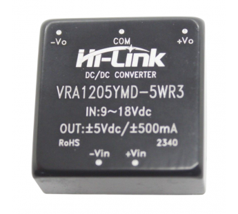 Модули питания Hi-Link VRA1205YMD-5WR3 Модуль DC-DCпреобразователь с гальванической развязкой Uвх=9-18В Uвых=±5ВPвых=5Вт#2154782