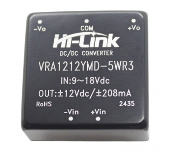 Модули питания Hi-Link VRA1212YMD-5WR3 Модуль DC-DCпреобразователь с гальванической развязкой Uвх=9-18В Uвых=±12ВPвых=5Вт#2154778