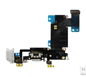 Шлейф с разъемом зарядки + разъем гарнитуры + микрофон iPhone 6S Plus Оригинал IC (Белый)#2155044