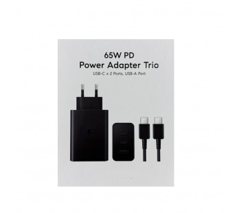 Зарядное устройство + кабель Samsung TRIO 65W Black Service Pack 100% OR#2155295