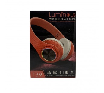 Наушники Bluetooth накладные с микрофоном T39, цвет оранжевый (мятая коробка)#2161079