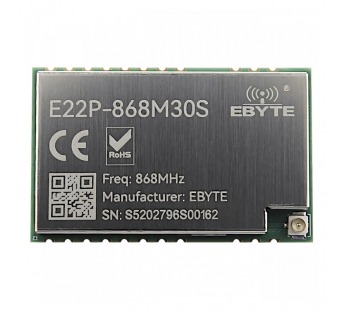 Модули беспроводные, радио EBYTE SX1262 Модуль E22P-868M30S(TCXO) цифрового трансивера LoRa с SPI интерфейсом F=863,3-873,3МГцU=3,3-5В 30dBm IPEX-J (1Вт)#2156484