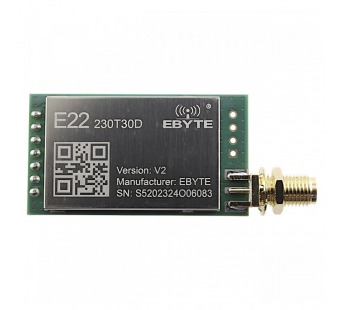Модули беспроводные, радио EBYTE Модуль E22-230T30D цифровоготрансивера LoRa с UART интерфейсом F=220-236МГц U=5В 30dBmSMA-K (1Вт)#2156828