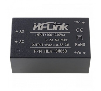 Модули питания Hi-Link HLK-3M05B Модуль питания AC-DCUвх=100-240В Uвых=5В Pвых=3Вт#2156759